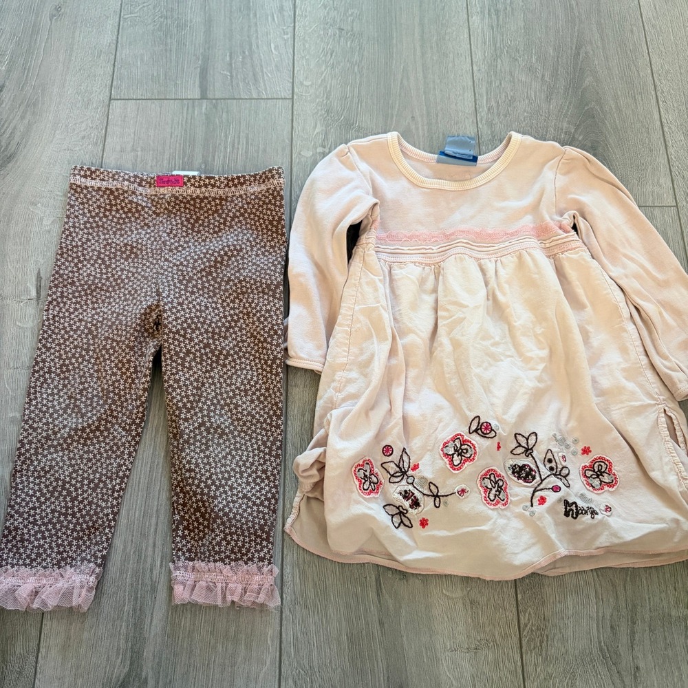 Naartjie Vintage Y2K Embroidered Floral Tunic Leggings Set 12-18 Months Boutique